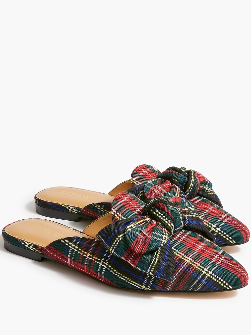 J.Crew Stewart Tartan Slip On Mules Plaid Black Red Flats Size 7 New